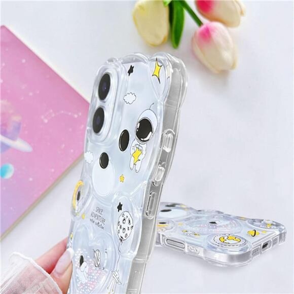 Kawaii iPhone 16 15 14 13Clear 3D Bear Shockproof Phone Case - Picture 6 of 6